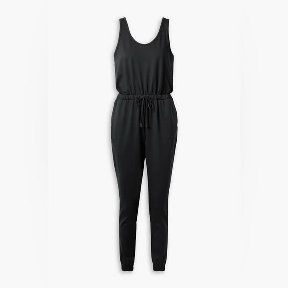Girlfriend Collective Black Stretch Jersey Jumpsuit Scoop Neck Sleeveless Size M - Picture 2 of 6